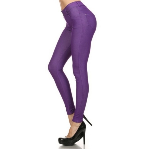 Basic Purple Full Length Jeggings - Picture 4 of 4